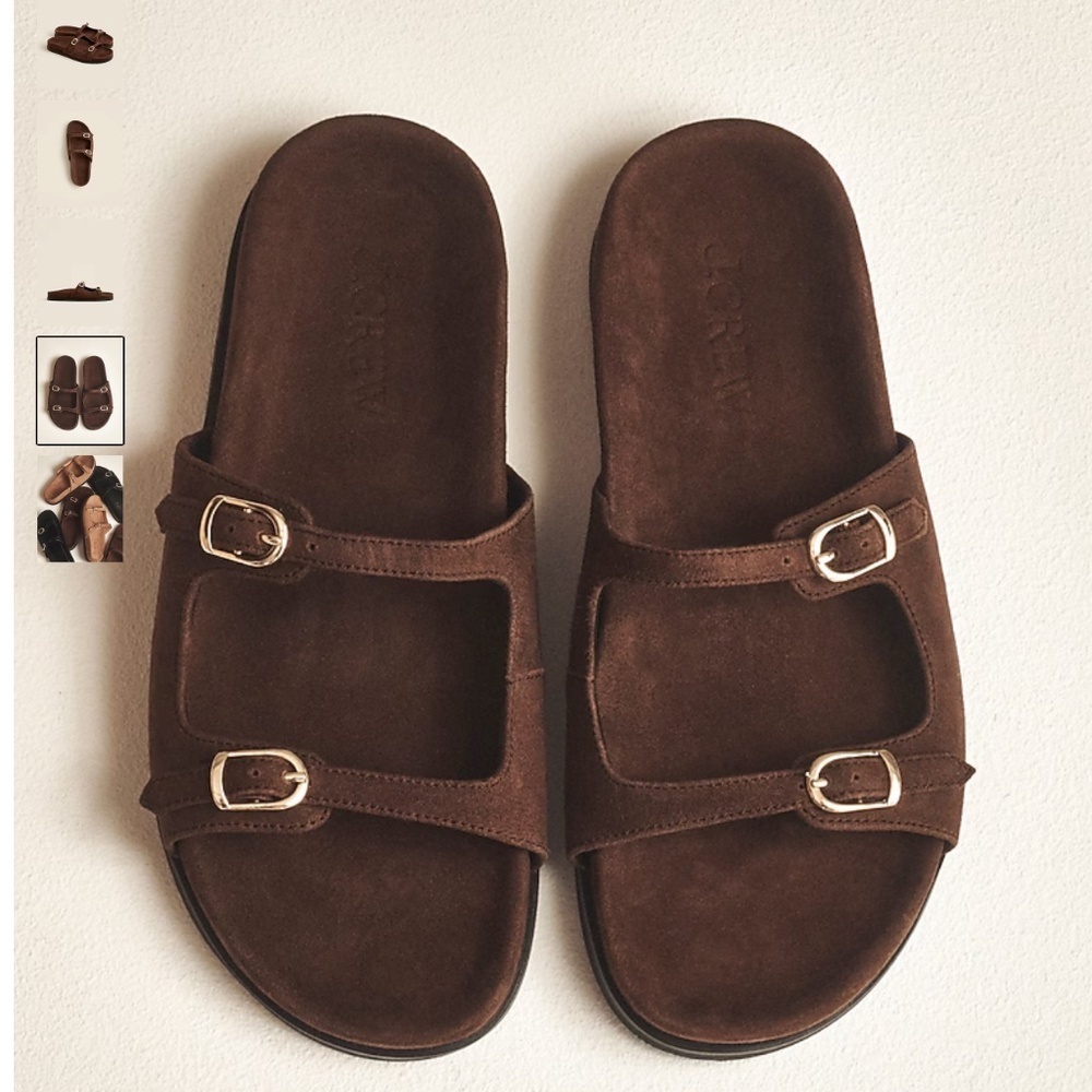 J. Crew New Colbie buckle sandals in suede brown size 8 - Picture 2 of 11